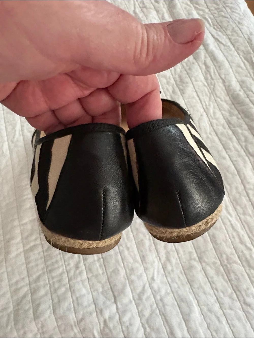 kate spade Black and Cream Striped Bow Ballet Flats Espadrille Size 10